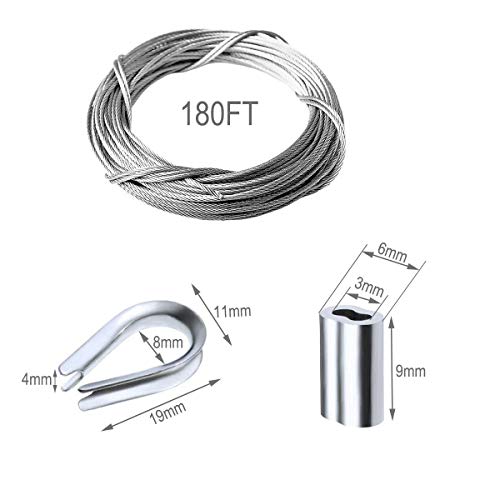 Amadget Stainless Steel Wire Rope, 316 Marine Grade Cable Railing Kit, Aircraft Rope & Picture Hanging for Railing, Decking, Boat Marine Hardware (1/16" x 180 Feet) - Image 2