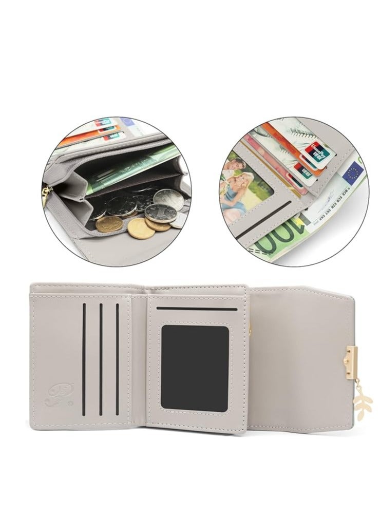 PU Leather Wallet, Ladies Purse Wallet, Small Womens Wallet with Pendant, Ladies Bifold Leaf Pendant Coin Small Purse, 6 Card Slots Wallet for Women (Green) - Image 4