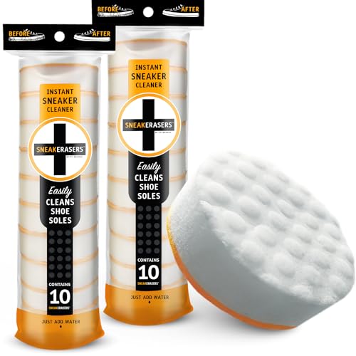 SneakERASERS Sole & Sneaker Cleaner, Premium Shoe Cleaner for Sneakers, Dual-Sided Sponges, Effective for Tennis Shoes & Women Men Sneakers, Gentle Rub Design Cleaner Kit, 20 Pack - Image 1
