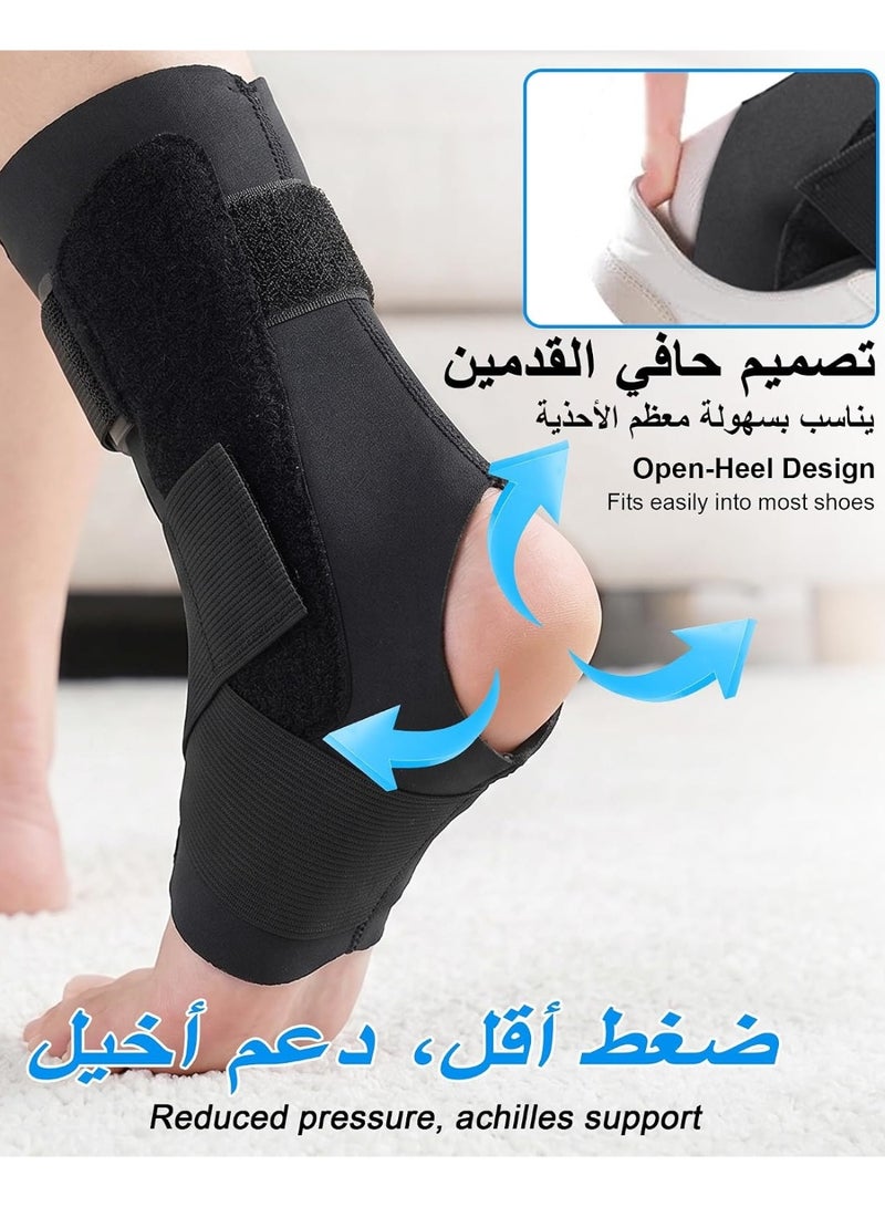 دعامة للكاحل لعلاج التواء الكاحل، ضمادة ضاغطة للنساء والرجال مزودة بمثبتات جانبية، مفتوحة من الخلف، بأشرطة قابلة للتعديل – لتخفيف آلام التهاب اللفافة الأخمصية لدى لاعبي كرة السلة وكرة القدم - Image 5