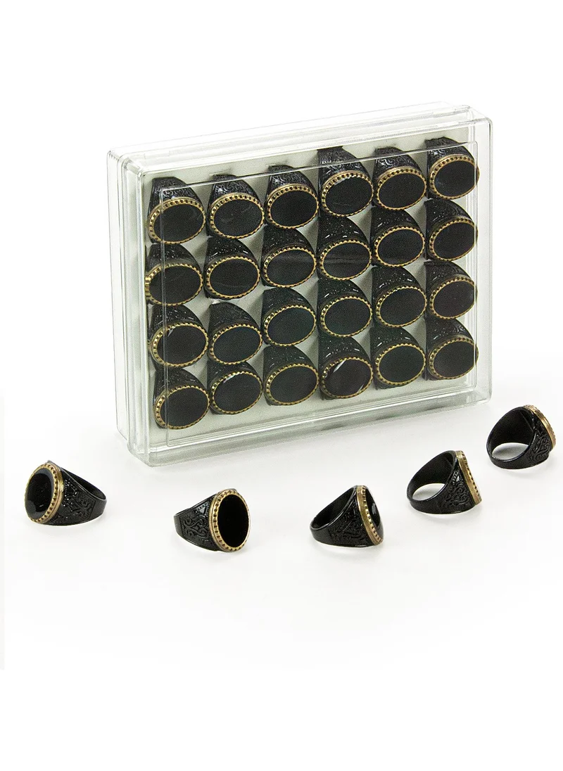 İhvan Online Hajj Umrah Gift 24 Pieces Oval Patterned Men's Ring