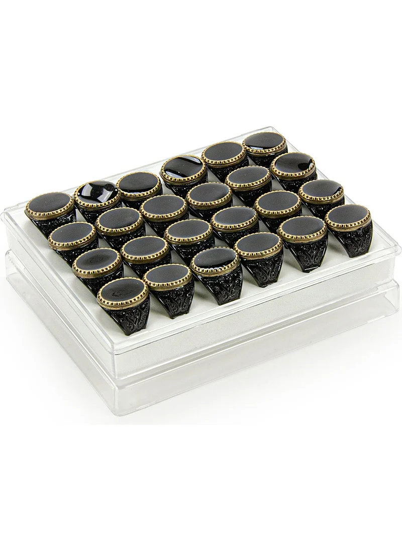 İhvan Online Hajj Umrah Gift 24 Pieces Oval Patterned Men's Ring