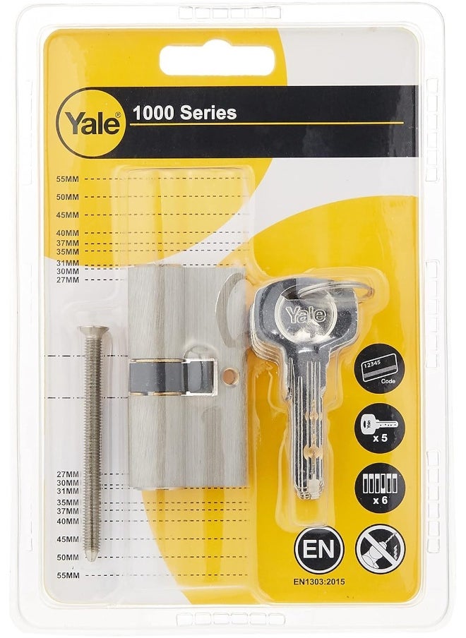 Yale Yale 1000 Series Double Euro Profile Cylinder Dimple Key 30+30, Polished Brass  - Image 2