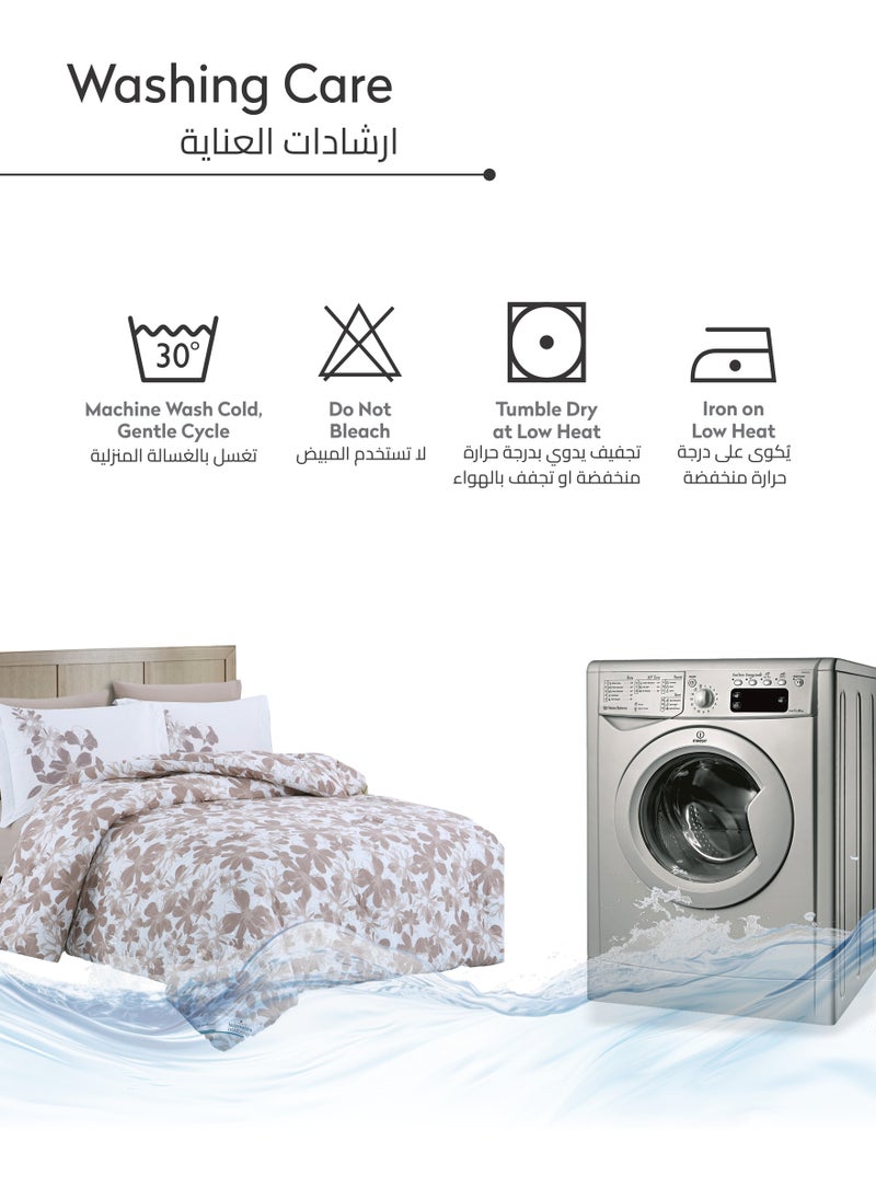 Donetella - Printed Comforter Set 4-Pcs Queen Size All Season Bed Fits(140 X 200 Cm)Bedding Set With Removable Filler And Down Alternative Filling, Platinum - Image 1