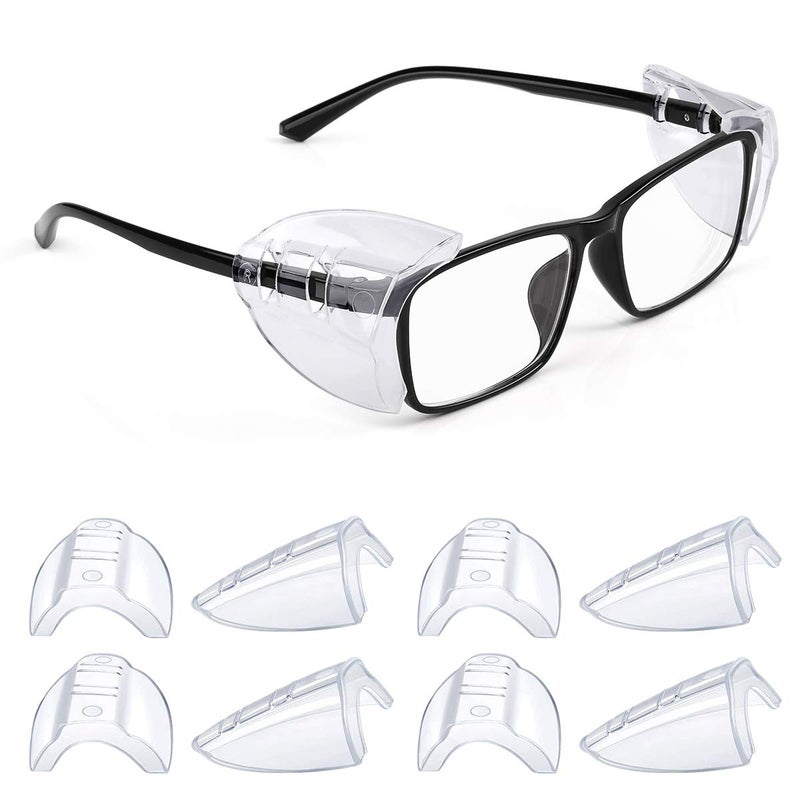 MELASA 4 Pairs Side Shields for Prescription Glasses Safety Glasses Side Shields for Eye Protection Slip on Side Shields for Eye Glasses Fits Most Small to Large Eyeglasses