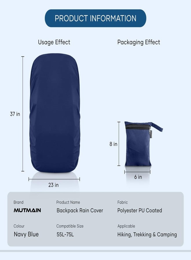 MUTMAIN Waterproof 55L to 75L Rain Cover for Rucksack Backpack Bag, Suitable Bags for Hiking, Camping & Trekking XL Bag, Two Side Adjustable Buckle and Elastic Protect from Rain and dust, Navy blue - Image 3