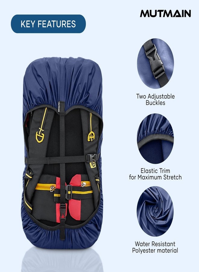 MUTMAIN Waterproof 55L to 75L Rain Cover for Rucksack Backpack Bag, Suitable Bags for Hiking, Camping & Trekking XL Bag, Two Side Adjustable Buckle and Elastic Protect from Rain and dust, Navy blue - Image 2