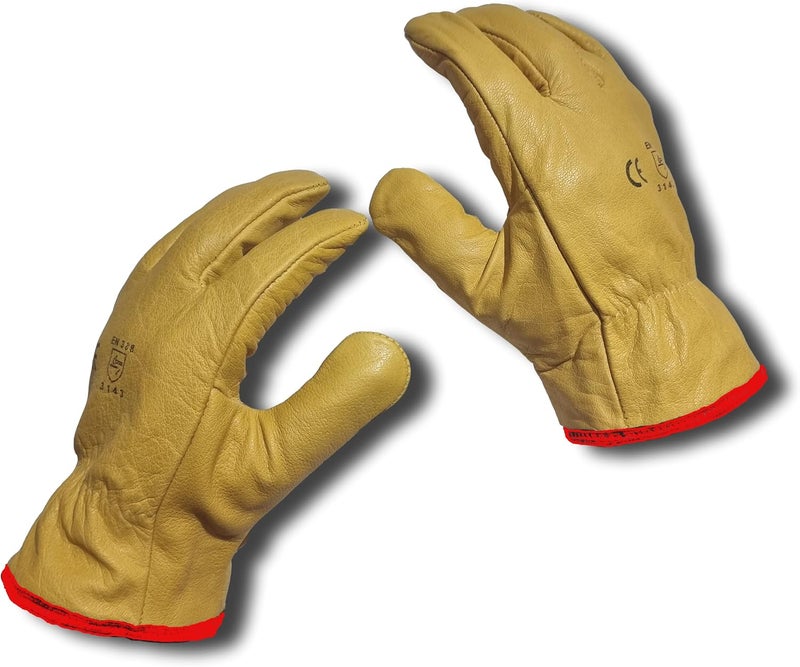 LLB Premium Fleece Lined Yellow Leather Winter Thermal Cold Work Gloves - X-Large - Image 1