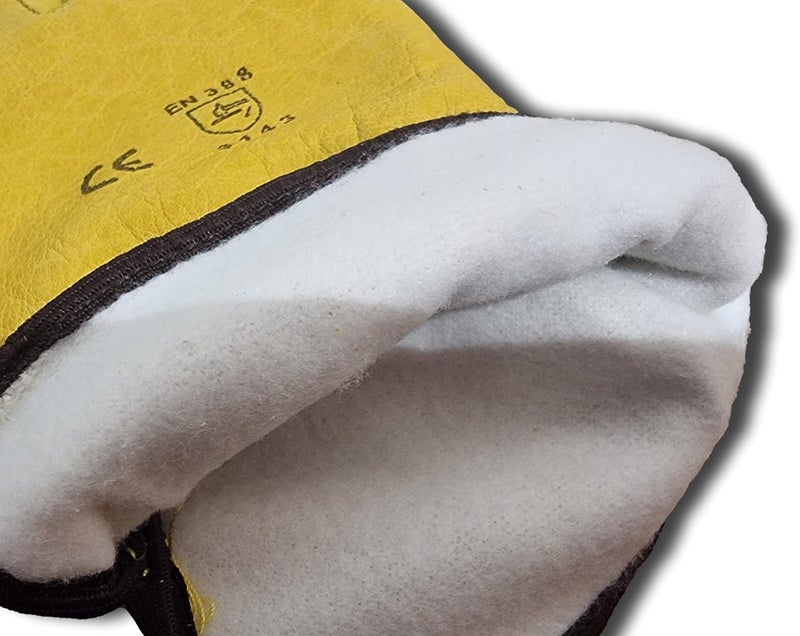 LLB Premium Fleece Lined Yellow Leather Winter Thermal Cold Work Gloves - X-Large - Image 4