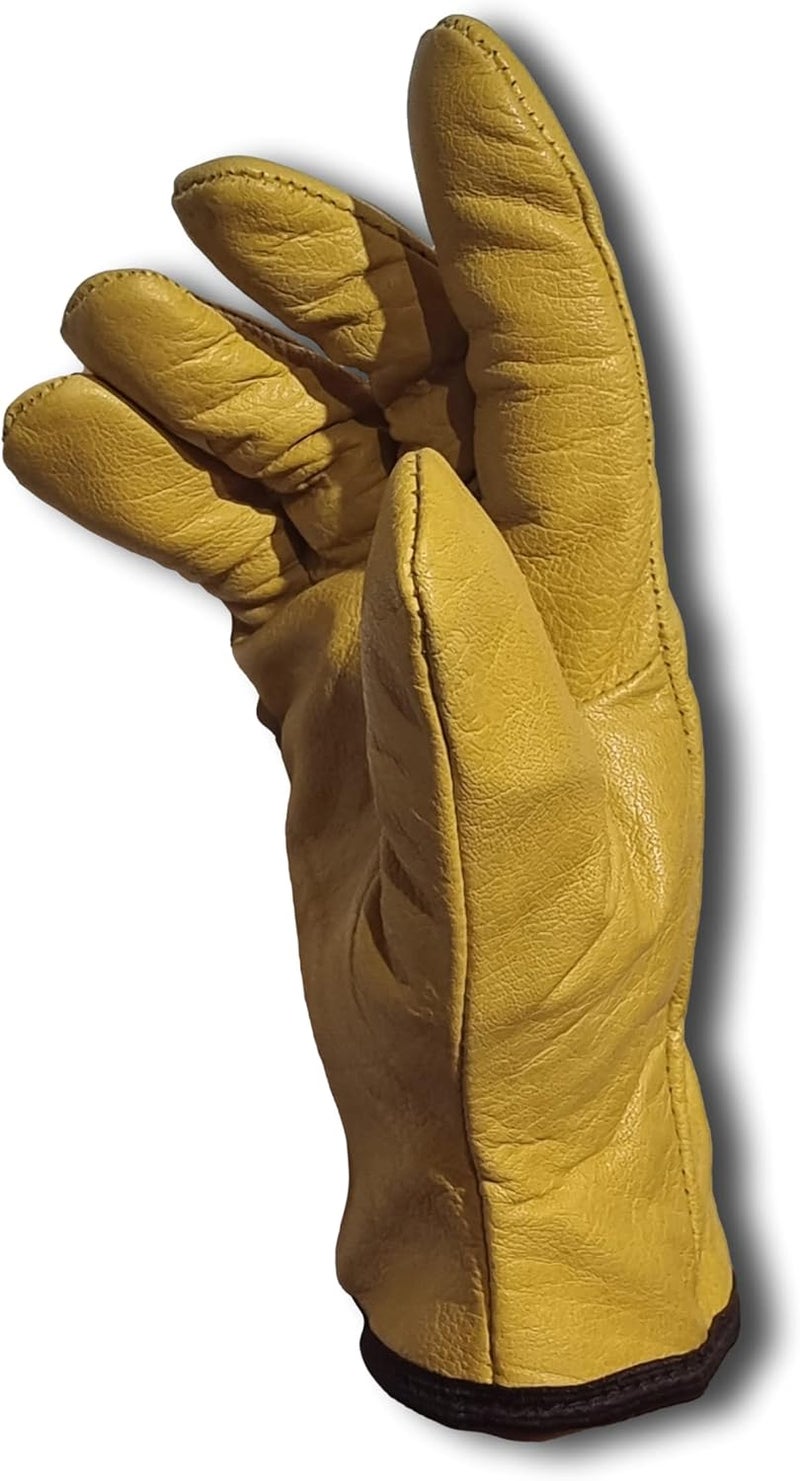 LLB Premium Fleece Lined Yellow Leather Winter Thermal Cold Work Gloves - X-Large - Image 3