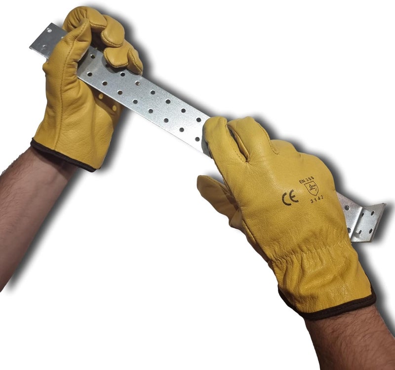 LLB Premium Fleece Lined Yellow Leather Winter Thermal Cold Work Gloves - X-Large - Image 5