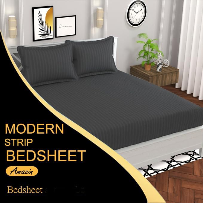 STARNSTYLE 220 Cotton Feel 1 Double Bedsheet with 2 Pillow Cover (90X90 Inch) Grey - Image 2