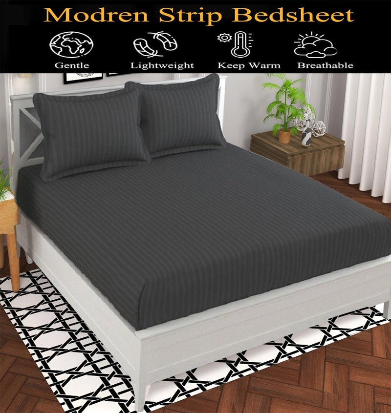 STARNSTYLE 220 Cotton Feel 1 Double Bedsheet with 2 Pillow Cover (90X90 Inch) Grey - Image 4