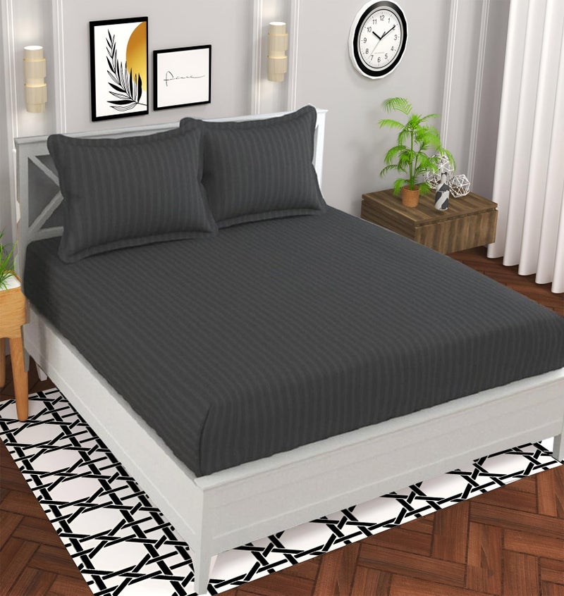 STARNSTYLE 220 Cotton Feel 1 Double Bedsheet with 2 Pillow Cover (90X90 Inch) Grey - Image 1