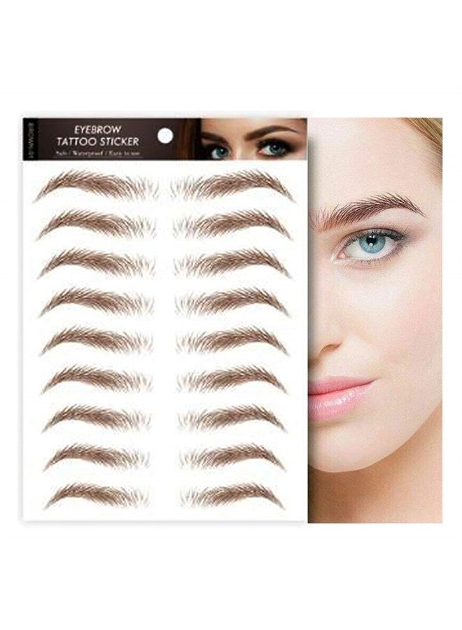 Aaiffey 4D Hair-like Authentic Eyebrows, Brown Imitation Ecological Lazy Natural Tattoo Eyebrow Stickers Waterproof for Woman Makeup Tool 10 Pcs - Image 1