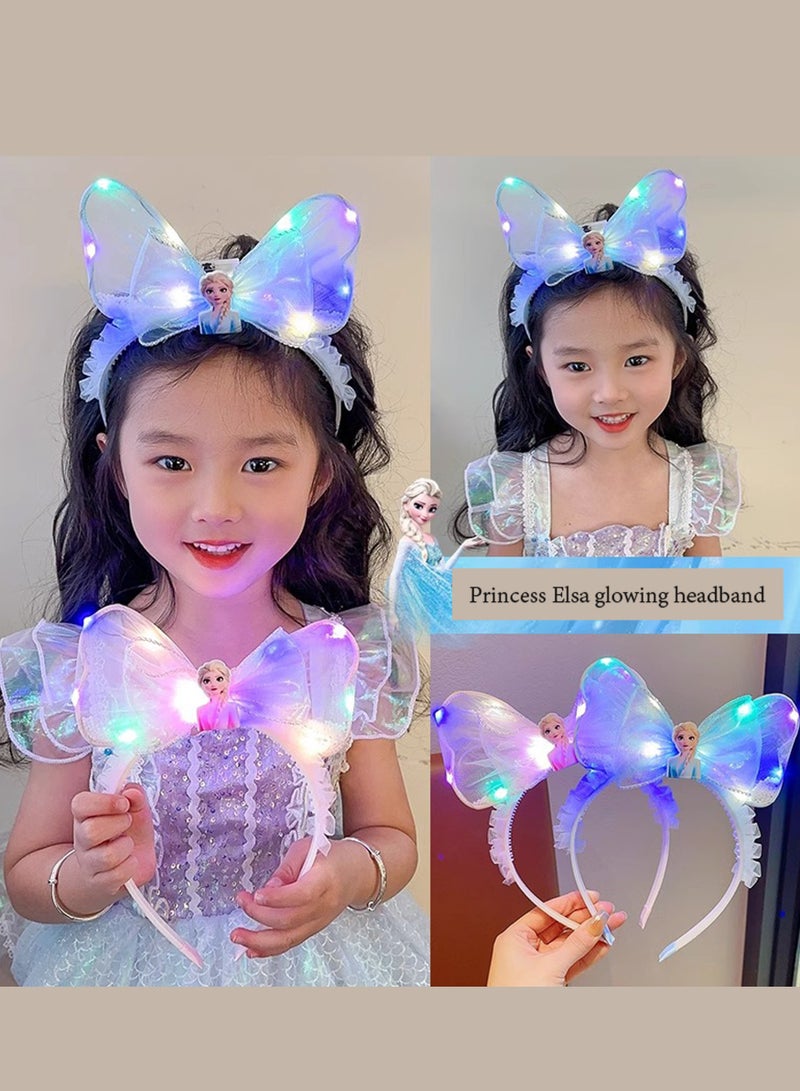Children's Luminous Mesh Headband, Princess Elsa Headband, Girl Super Fairy Headband, Baby Headband Blue - Image 3