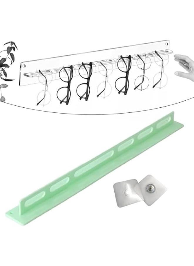 Glasses Holder, Eyewear Display Rack Hanger, Wall Mounted,Acrylic Sunglasses Organizer for Entryway Shelf Wardrobe Door, Green