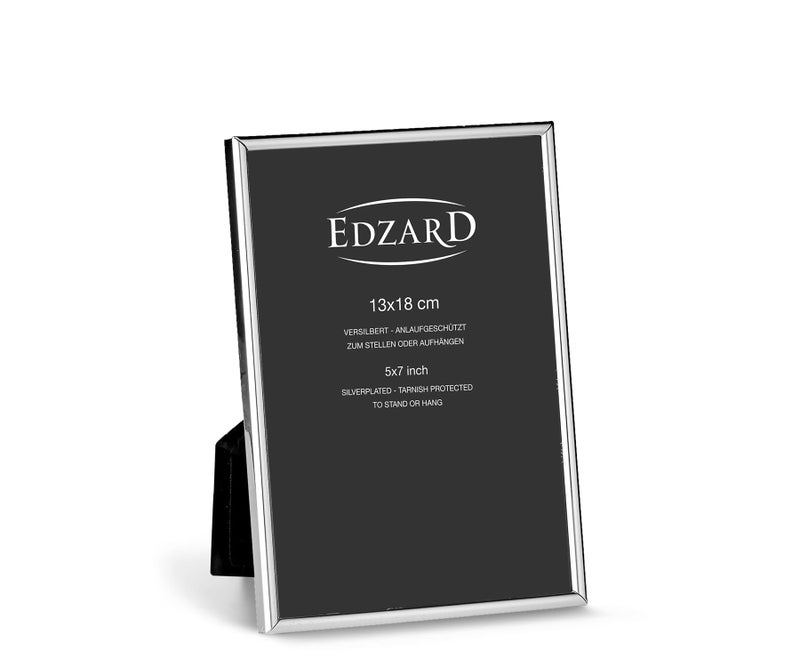 Edzard Photo Frame Genoa 5x7 inch 13x18 cm Silver Plated Picture Frame Tarnish Protected
