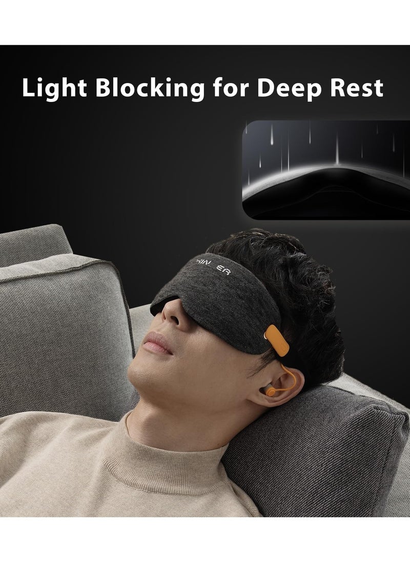 KASTWAVE - Noise Cancelling Sleep Mask with Ear Plugs, 3D Sleeping Eye Mask for Women/Men, Adjustable Blindfold Eye Covers for Sleep/Travel/Airplane - Grey - Image 1
