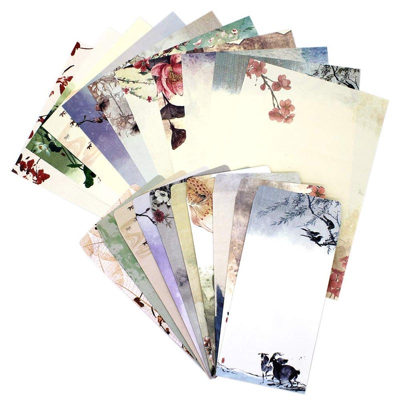 Stationery Paper and Envelopes Set,60PCS Stationary Set(40 stationery Papers + 20 Envelopes) 10 Different Color Ink Painting Classic Vintage Antique Design With Tape. (60 PC)