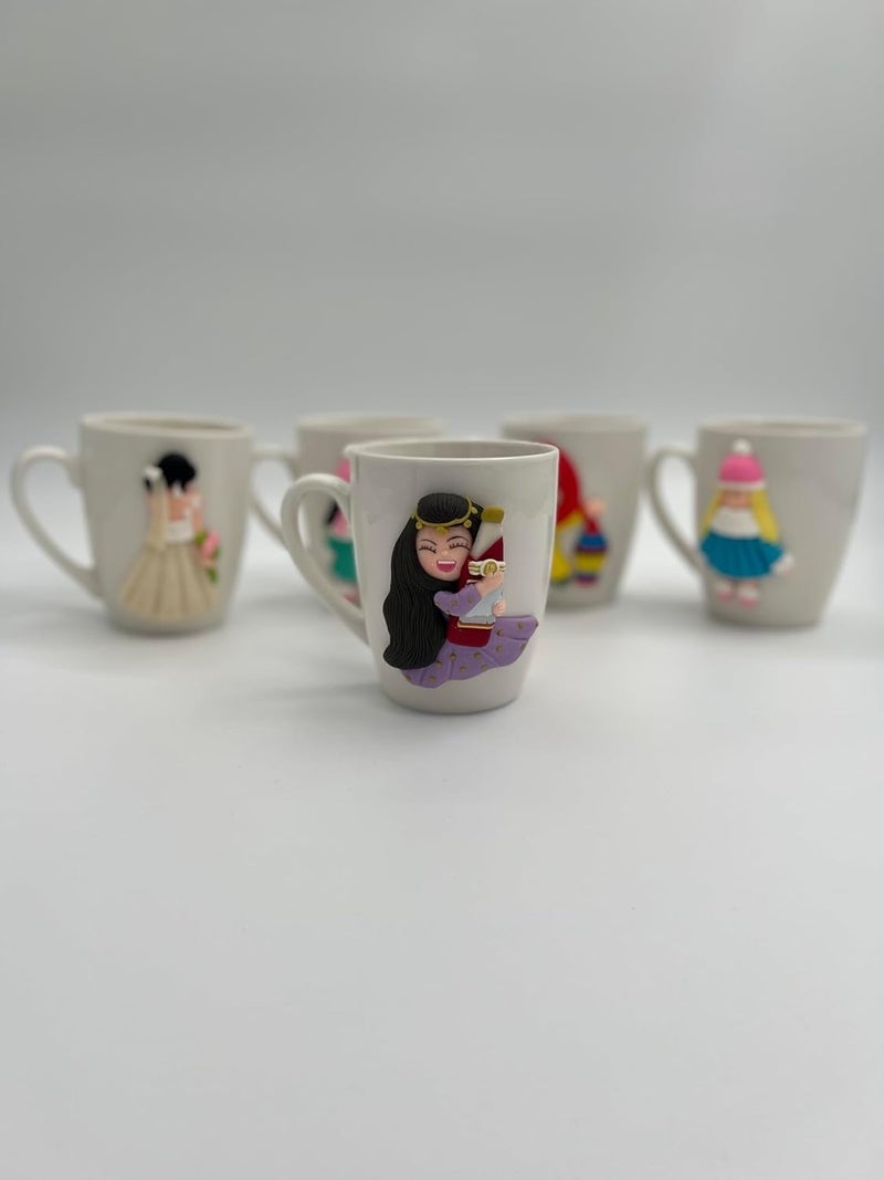 B&D Decorative Ceramic Mug with Polymer Clay Character Design White - Image 3