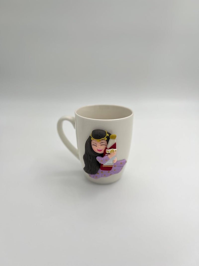 B&D Decorative Ceramic Mug with Polymer Clay Character Design White - Image 1