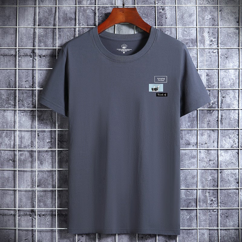 2025 Summer Short-Sleeved T-Shirt Men'S Korean Style Ins Printed Cotton Bottoming Shirt Trbottomy Brand Round Neck Half-Sleeved T-Shirt Men'S T - Image 1
