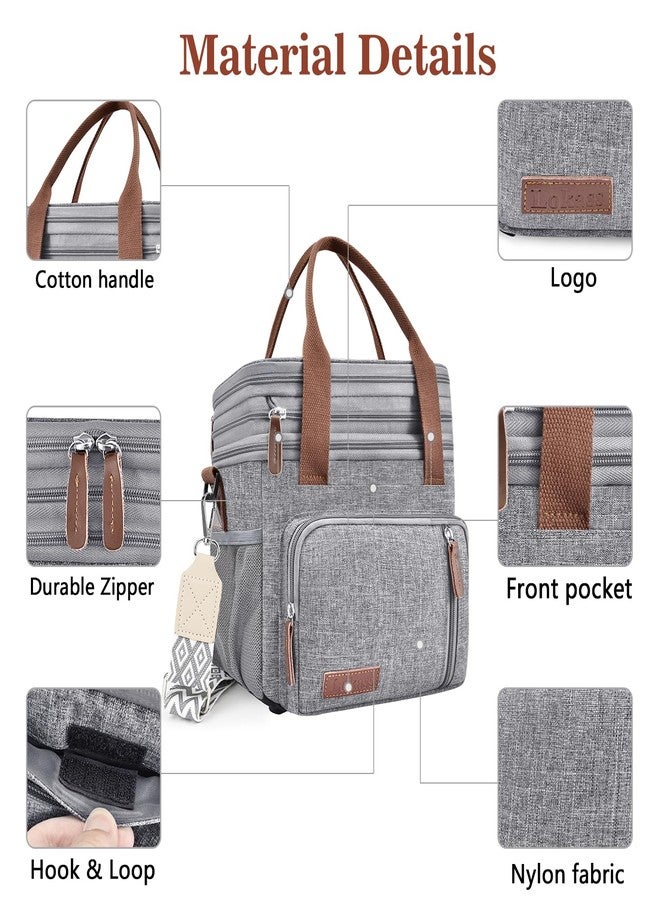 LOKASS Lunch Box & Lunch Bag for Women Men Double Deck, Large Insulated Adult Lunch Box Leakproof Lunchbox Cooler Bag for Work Picnic Beach,（Gray16L） - Image 5