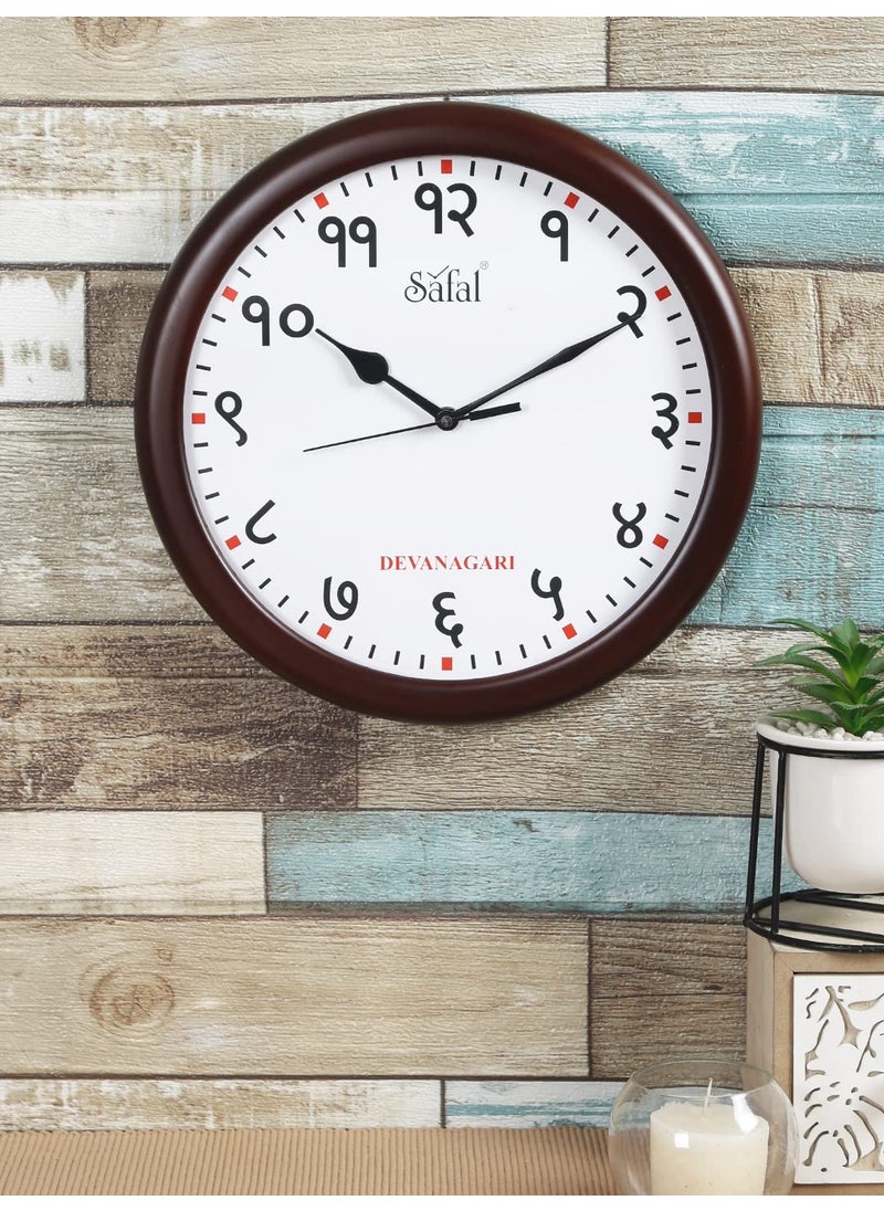 Safal Regional Indian Language Theme Based Wooden Clock (Devanagari)