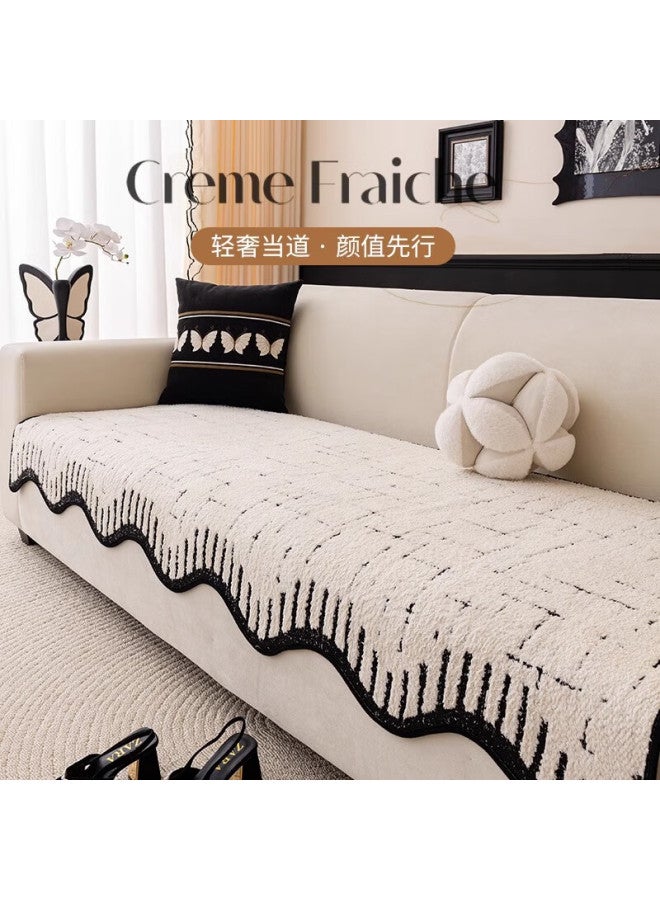 Avivi Irregular Sofa Cushion, All-season Plush Non-slip High-end Straight Sofa Cover, Throw Blanket, 90*240, Leya
