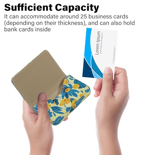 AI-DEE Business Card Holder，PU Leather Business Card Case Color Printing Pattern Card Holder Wallet，Pockets Magnetic Credit Card Holders for Men and Women - Pink Flowers - Image 3