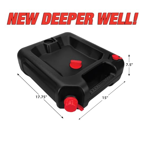 Performance Tool W4077 16-Quart Oil Drain Container, Deep Drain Well, Integrated Handles, Sealing Rubber Gaskets, Black - Image 3