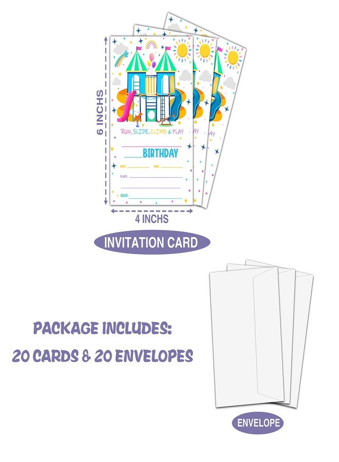 Levitatinyear Playground Birthday Party Invitation, Park Themed Fill-In Invites for Teens Boys & Girls, 20 Invitations With Envelopes (4" X 6"), Kids Outdoor Party Favors Decorations and Supplies -51 - Image 4