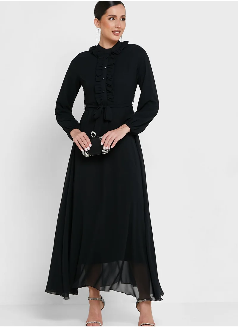 Khizana Frill Trim A-Line Dress