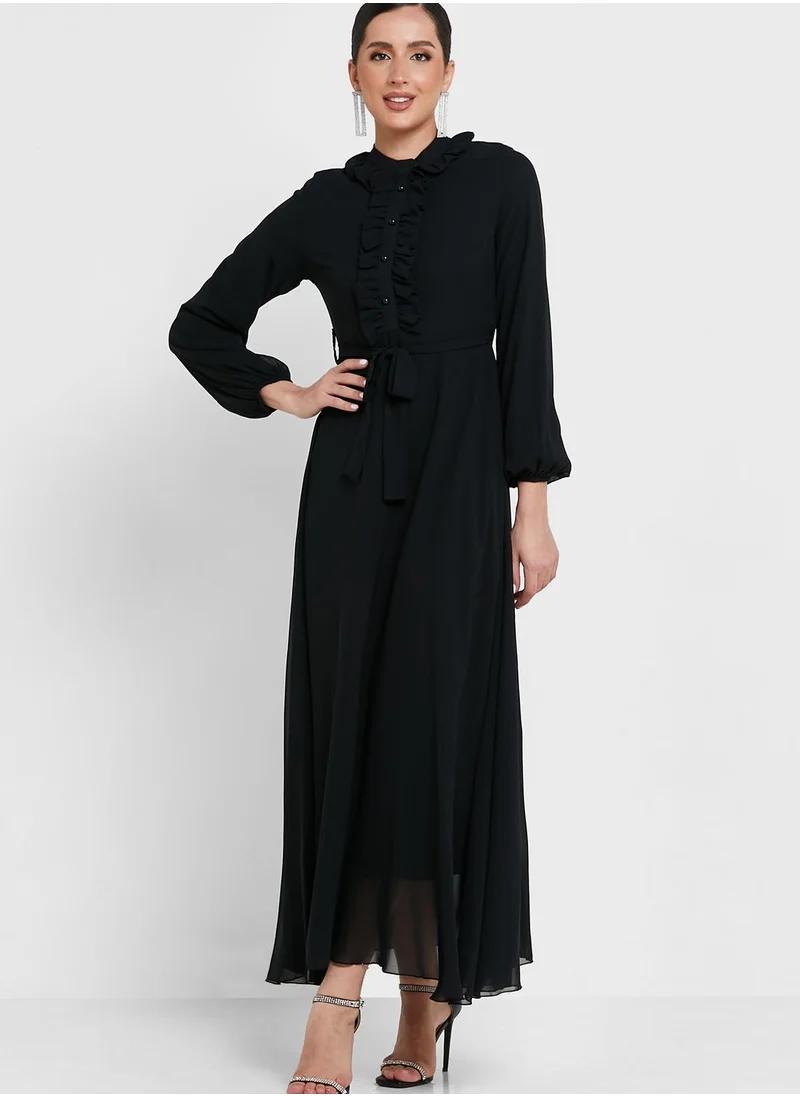 Khizana Frill Trim A-Line Dress