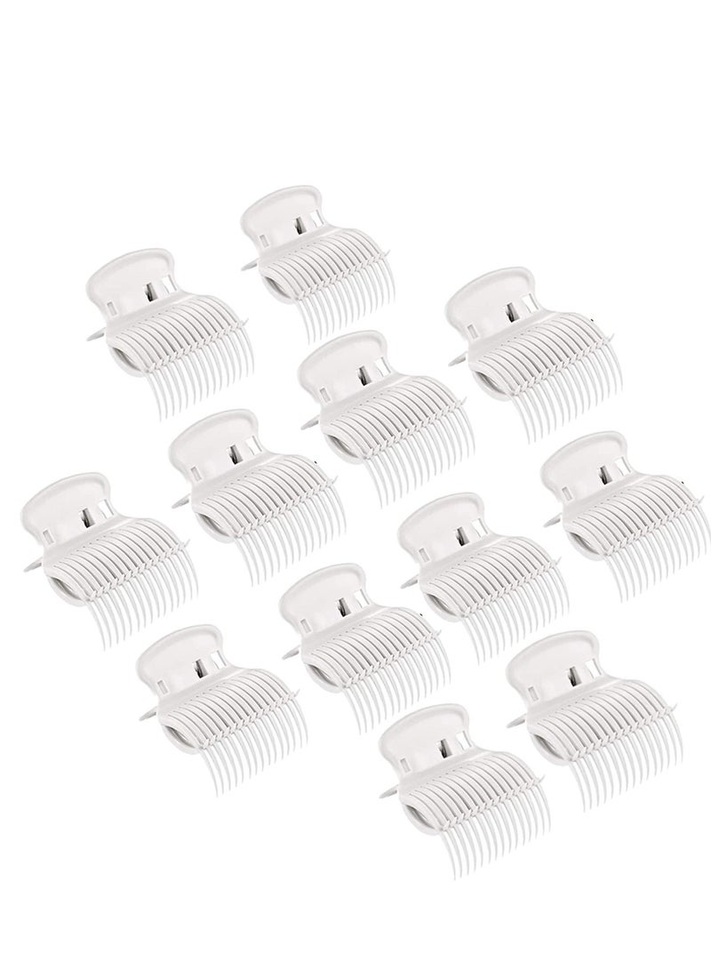 KASTWAVE 12 Pieces Hair Roller Clips,Hair Curler Claw Clips for Hair Styling,Replacement Hot Roller Clips for Small, Medium, Large and Jumbo Hair Rollers,Professional Salon Hair Clips for Women Girls (White) - Image 1