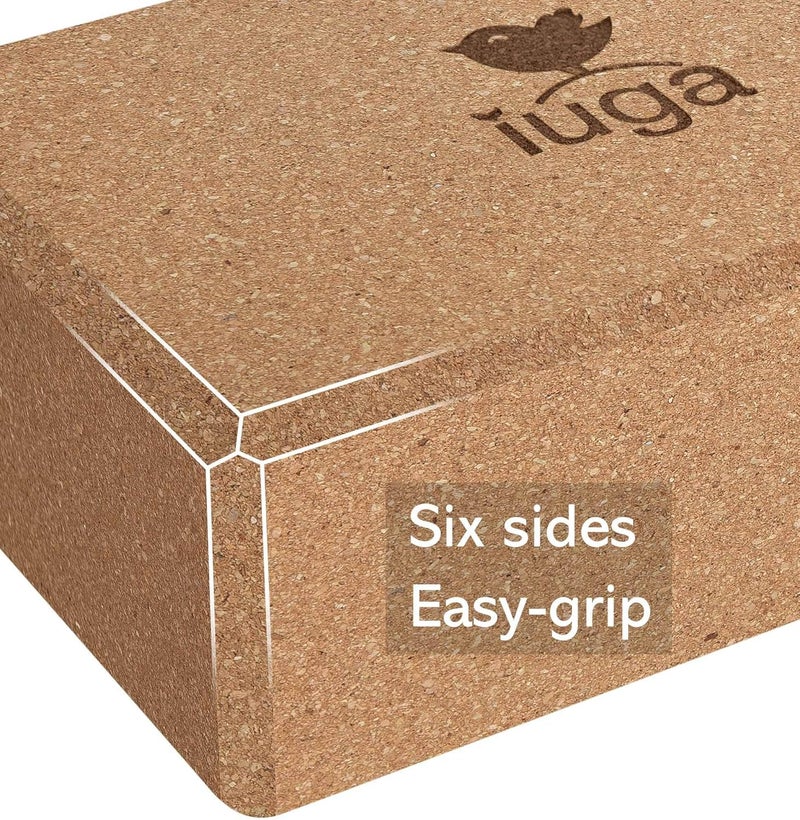 IUGA كتل اليوغا 2 عبوة مع حزام غير قابل للانزلاق بكثافة عالية 9"x6"x3" كتلة يوغا صلبة وفلينية مع حزام يوغا لتحسين القوة والتوازن لليوغا والبيلاتس والتأمل - Image 3