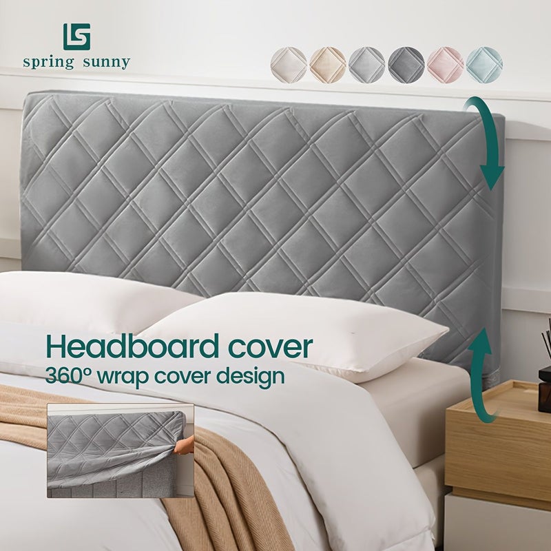 White 59x28 Inch Quilted Headboard Cover Thickened Plush Slip for Full Bed - Image 1