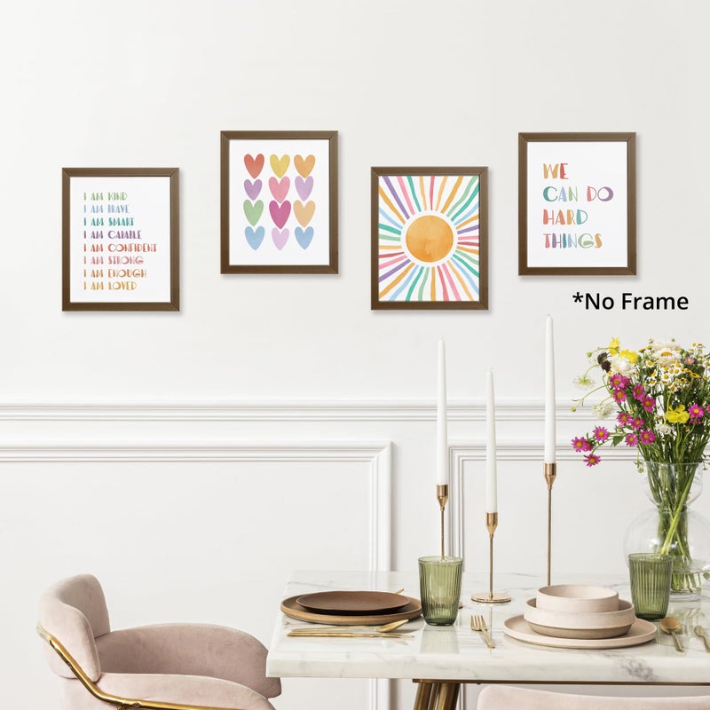 AEHIE I am Kind Brave Smart Affirmations Colorful Sun Sunshine Hearts Poster Prints for Girls Kids Room Playroom Decor Girl Nursery Decorations Prints Wall Art Unframed 4pcs 8x10inches Girls Kids Gifts - Image 4