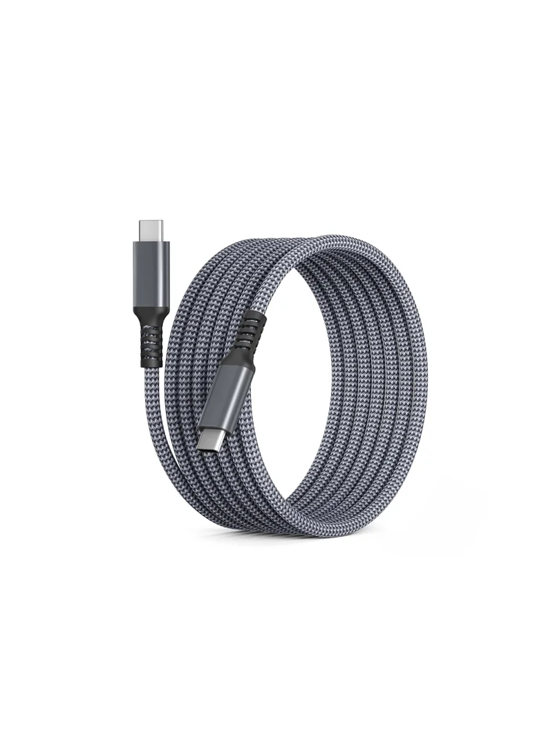 Mobcos USB-C to USB-C Cable 100W Fast Charging, 2 Meter Nylon Braided Type-C Cable with Aluminum Alloy Connectors, PD Fast Charging and Data Sync, Grey