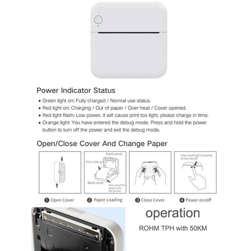 Mini Pocket Thermal Printer Multifunction Portable Sticker Maker 203DPI Instant Photo Printing Support BT Connection for Smartphone with 1 Paper Roll 57mm Compatible with iOS Android  System for - Image 3