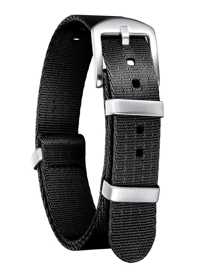 BINLUN Nylon Watch Straps Thick G10 Premium Ballistic Multicolor Replacement Watch Bands with Silver/Black Stainless Steel Buckle for Men Women 18mm 20mm 22mm 24mm（Black，18mm） - Image 1