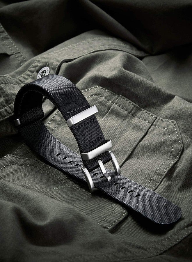 BINLUN Nylon Watch Straps Thick G10 Premium Ballistic Multicolor Replacement Watch Bands with Silver/Black Stainless Steel Buckle for Men Women 18mm 20mm 22mm 24mm（Black，18mm） - Image 2