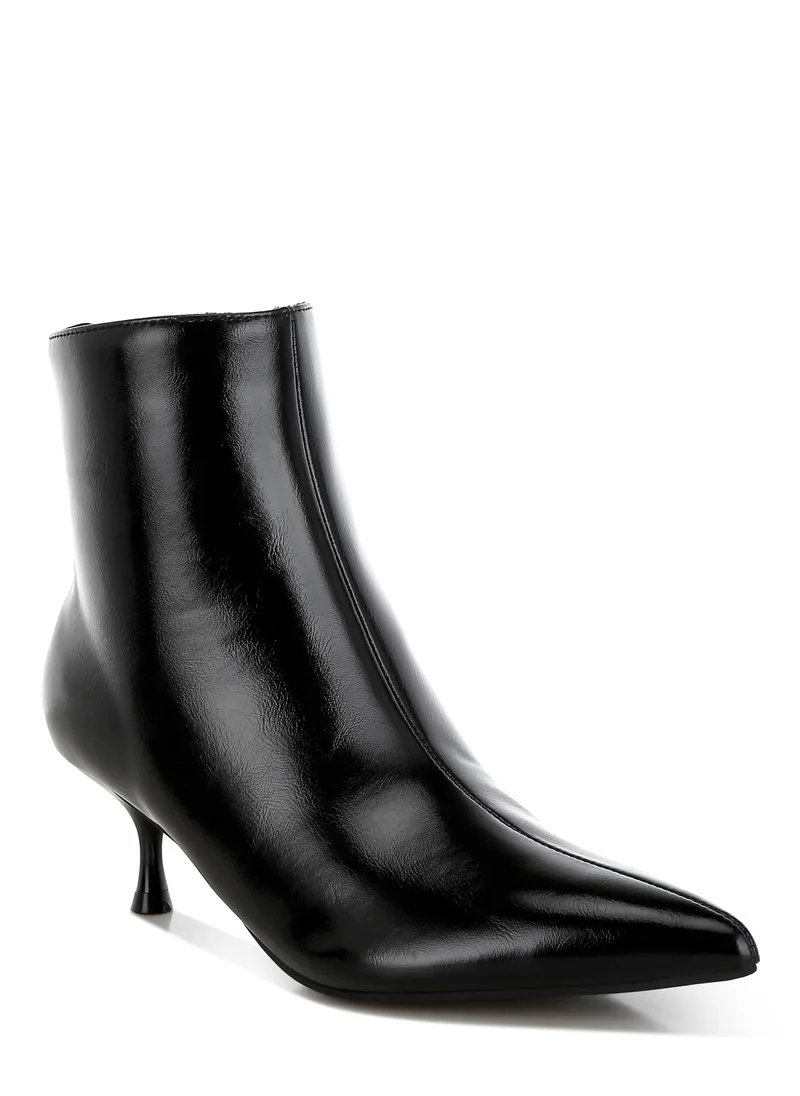 London Rag Faux Leather Kitten Heel Boots in Black