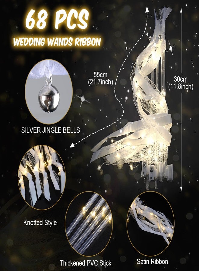 HONLYNE 68PCS Light up Wands for wedding, Wedding Wands Streamers with 3 Colorful Flashing Modes, Fairy Wands, LED Silk Fairy Wand with Bells for Wedding, New Year, Thanksgiving, Concert - Image 2