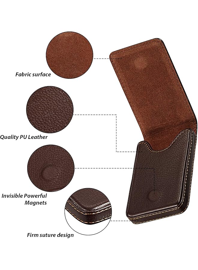 إيروريكس حامل بطاقات عمل من قطعتين بإصدار عمودي من الجلد الصناعي مع جيب لبطاقة اسم العمل مع قفل مغناطيسي وحافظة بطاقات ائتمان وهوية باللونين الأسود والقهوة - Image 3