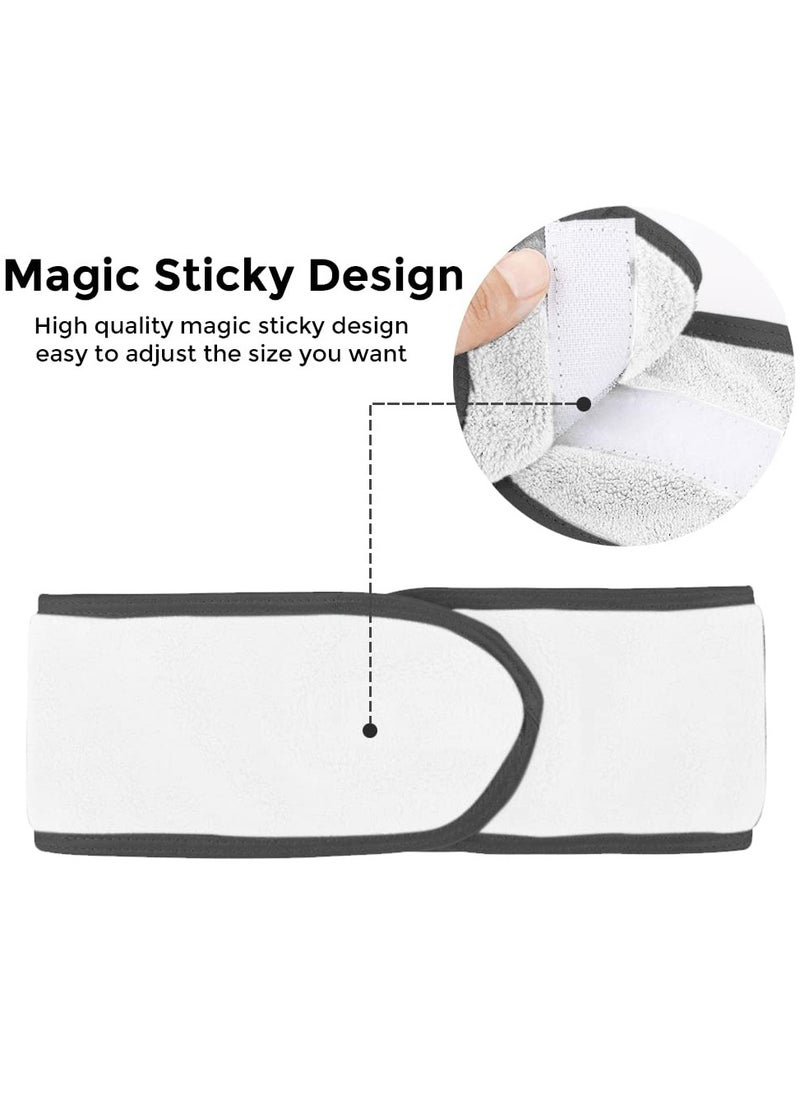 Wownect Makeup Cloth Reusable Microfiber Facial Headband Make up Hair Band [Soft Delicate Machine Washable] [3.1x24.8inch] StretchTowel for Sports Yoga Gym Band - White, Black  - Image 4