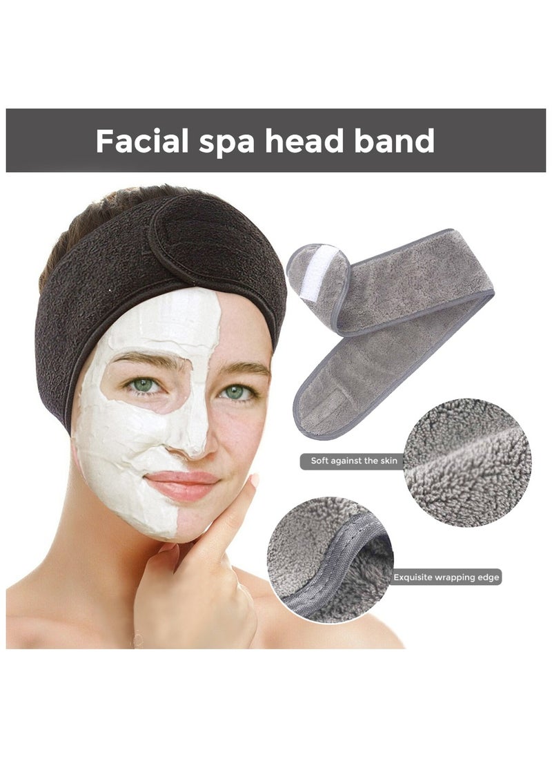Wownect Makeup Cloth Reusable Microfiber Facial Headband Make up Hair Band [Soft Delicate Machine Washable] [3.1x24.8inch] StretchTowel for Sports Yoga Gym Band - White, Black  - Image 5