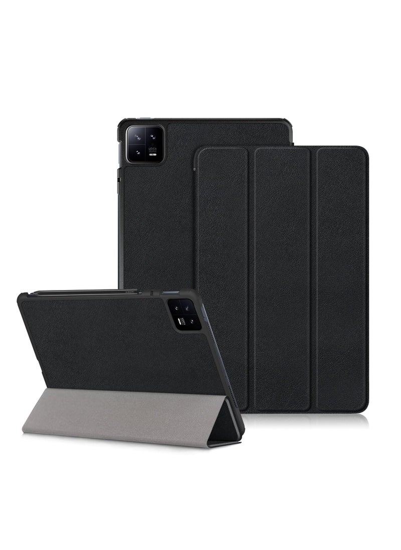 KASTWAVE Case for Xiaomi Pad 6 / Pad 6 Pro, Slim Stand Hard Back Shell Cover with Auto Wake and Sleep, Tri fold Slim Lightweight Hard Shell Smart Protective Cover, Black, 11 inch  - Image 1