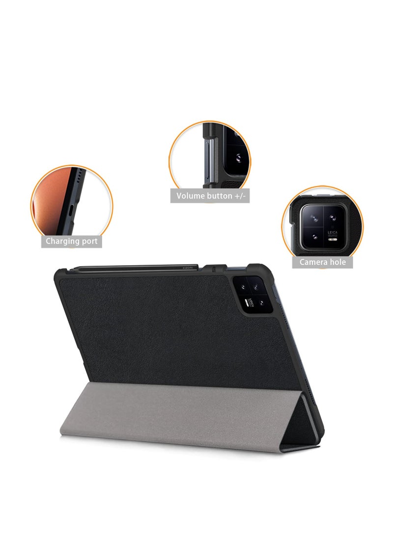 KASTWAVE Case for Xiaomi Pad 6 / Pad 6 Pro, Slim Stand Hard Back Shell Cover with Auto Wake and Sleep, Tri fold Slim Lightweight Hard Shell Smart Protective Cover, Black, 11 inch  - Image 4
